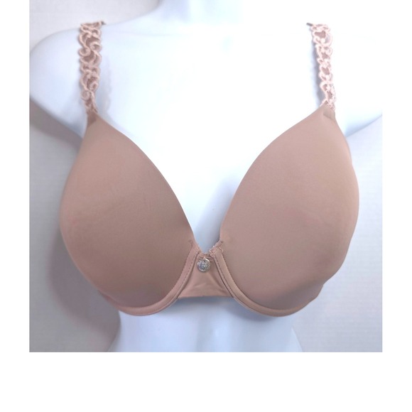 Natori Other - Natori Feathers Contour Plunge Bra 36C Tan Cafe Lace Strap Underwire 730023